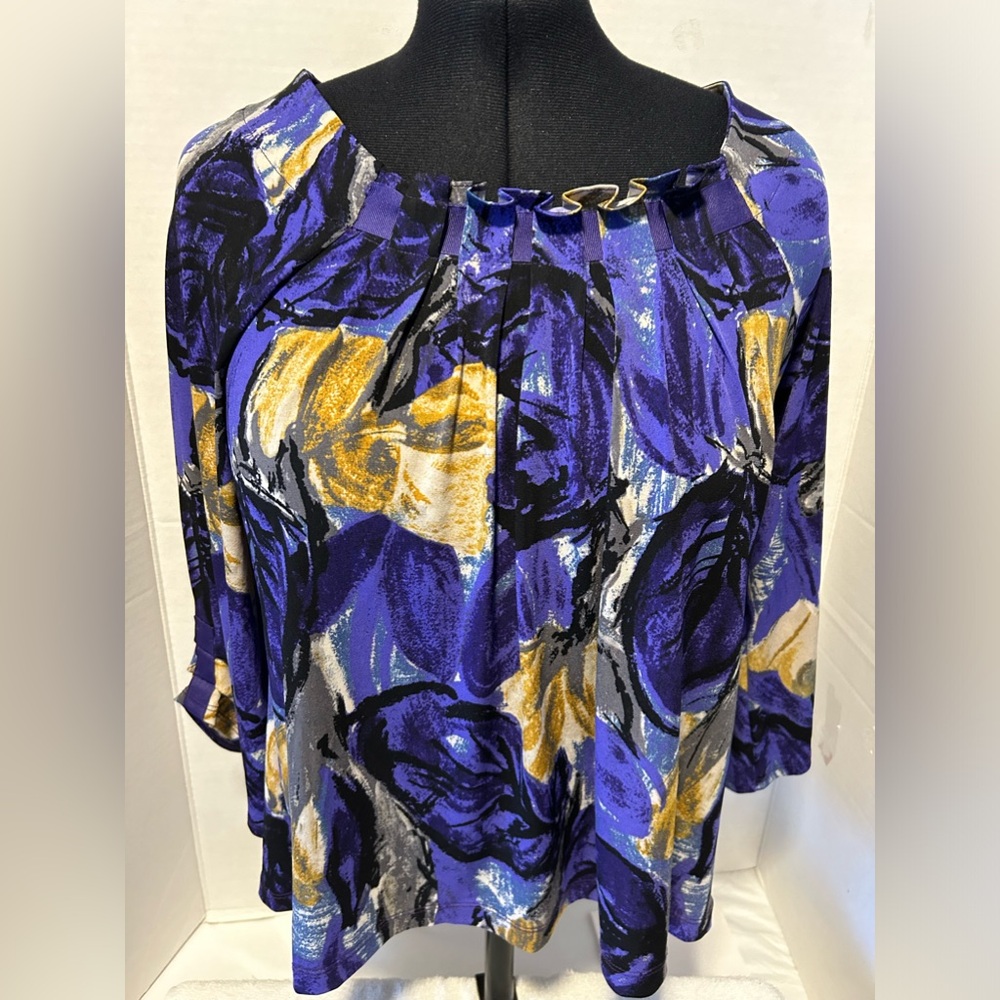 Worthington Women’s Purple/Yellow/Black Top Size PM - Picture 1 of 13